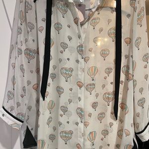 Forever 21 sheer blouse with hot air balloon design